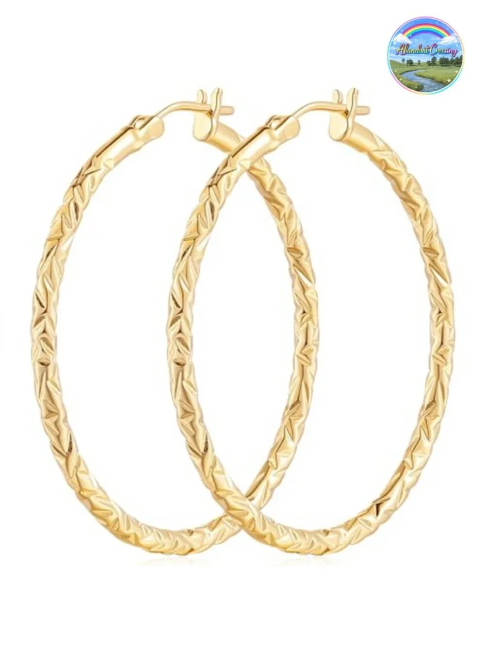 14K Gold Plated Interlocking Hoop Earrings for Women 40mm